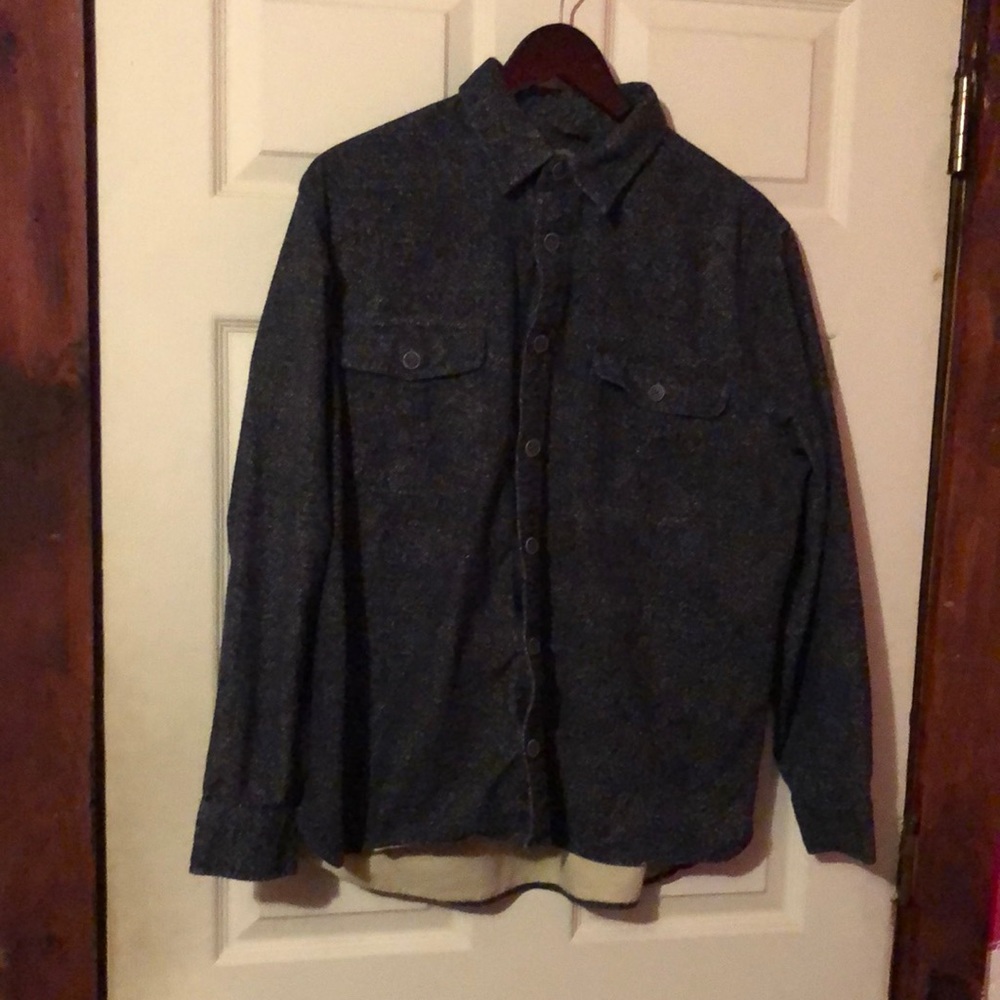 Freedom Foundry Blue Speckled Double Pocket Work Flannel Shirt Mens Large L